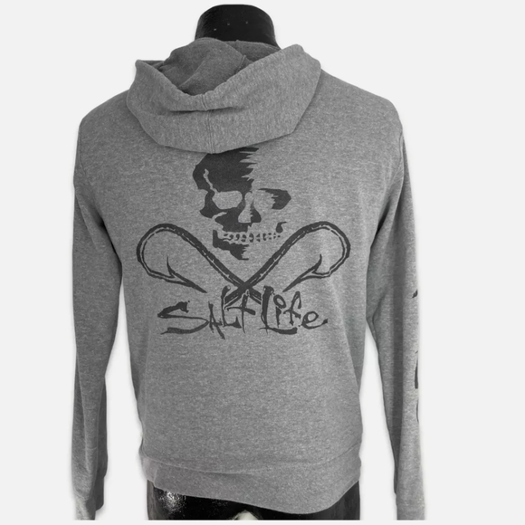 Salt Life Skull gray pullover hoodie Sz.2XL NWT - Picture 3 of 6